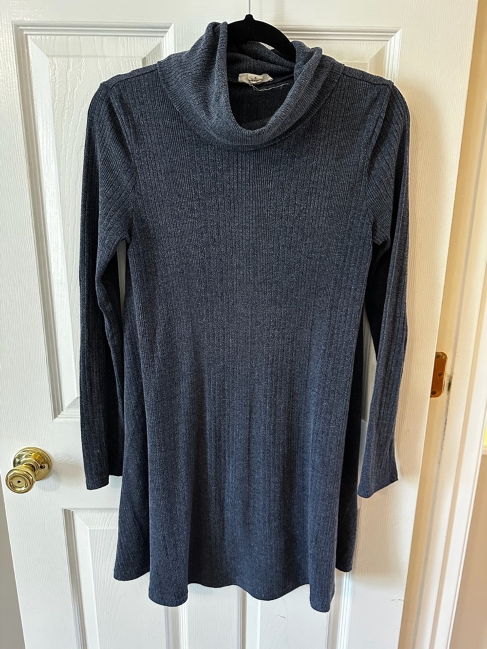 Cozy Ribbed Cowl Neck Dress